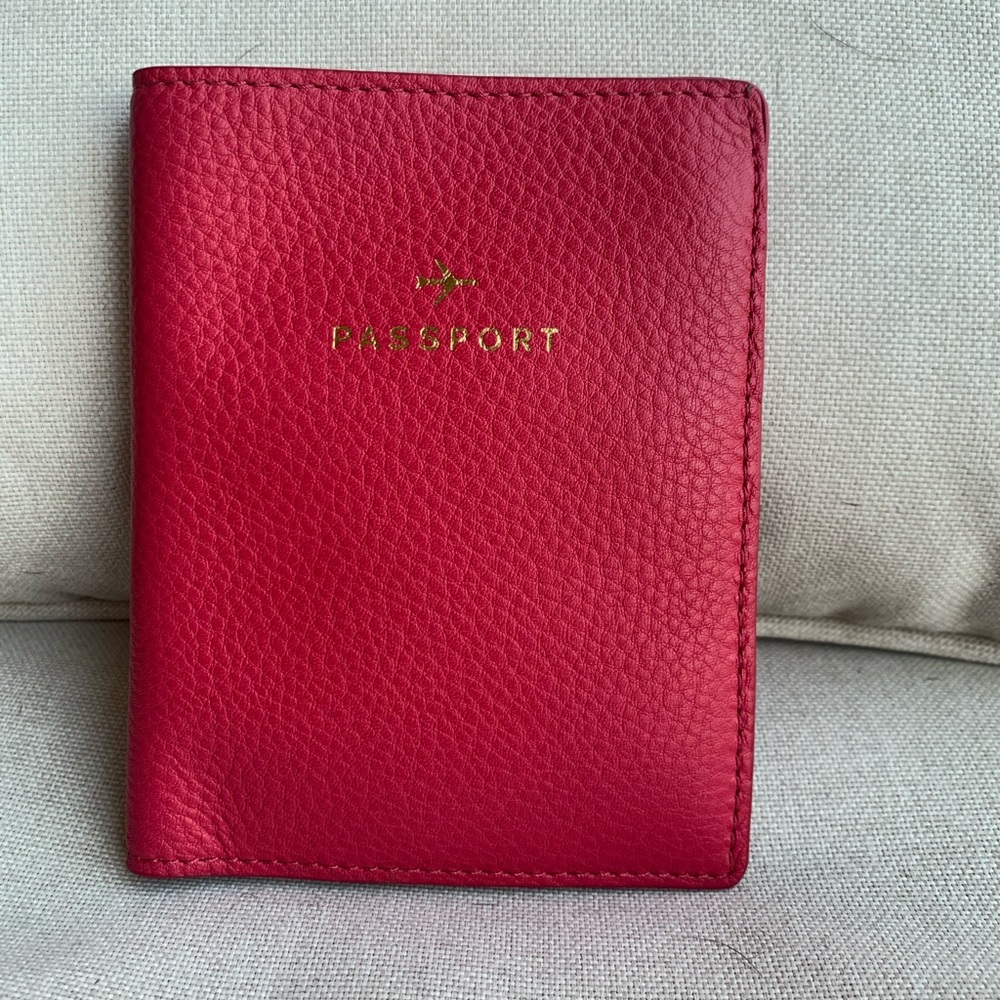 Pink Leather Passport Holder